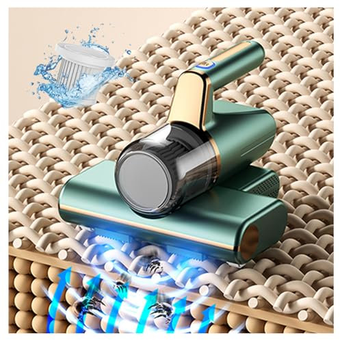 Wizvox Aspirateur à Main Anti-Acariens, éLimine 99,9% des BactéRies, AllergèNes, Acariens Aspirateurs à Main avec LumièRe UV Et Vibration Nettoyeur D'Acariens pour Matelas, CanapéS,Green