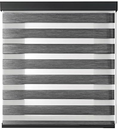 Tenda a Rullo NIGHT AND DAY Doppio Strato Giorno e Notte Premium Con Cassonetto Bianco E Catenella In Alluminio Tenda Per Finestra o Porta Protezione Solare Varie Misure E Colori (Nero005, 120x300)