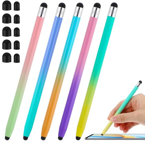 Kifmuase 5 Stück Dual-End Eingabestifte für Smartphone, Hochsensitiver kapazitiver Eingabestift für Touchscreen, Eingabestift für Tablet kompatibel mit Android, Samsung und Allen Touchscreen-Geräten