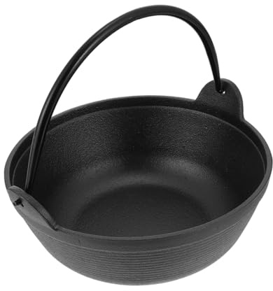 OHPHCALL Pot Design Iron with Cast Dutch Oven Capacity Large Camping to Easy Carry Non-stick Black Stockpot and Outdoor Camping and Kitchen Use, for Soups and Stews