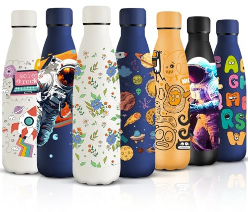 HoneyHolly Botella Agua Acero Inoxidable, Sin BPA 500ML, Botella Agua Niños, Acero Inoxidable 18/8, Botella Termica, A Prueba de Fugas Reutilizable, Termo para Camping, Gimnasio, Escuela, Deportes.