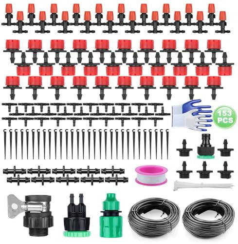 152 PCS Kit irrigazione, 30M Sistema Irrigazione, Kit di Micro Irrigazione Automatico Irrigazione Sistema, Set Irrigazione Impianto Goccia Regolabile per Paesaggio/Giardino/Piante