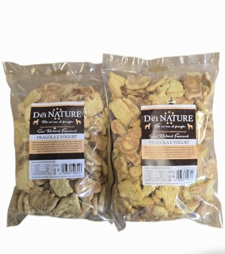 DEI NATURE Hundekekse Erdbeere und Joghurt, 2 Packungen à 500 g, Human Grade, Superfood, Hundesnacks, Hundepreis