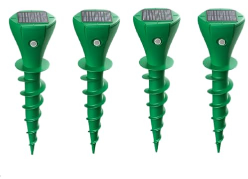 Solar Maulwurfvertreiber, Ultraschall Wühlmausabwehr, Wasserdicht, Umweltfreundlich, 4 Stück, für Garten & Rasen