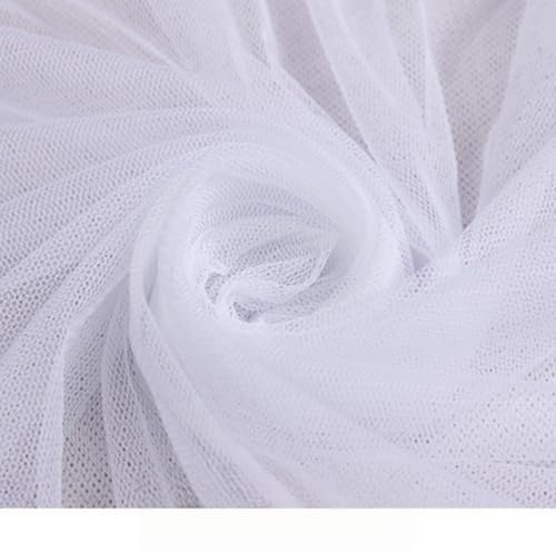 WANYI 200×160cm Netzstoff Soft Mesh Stoff zum Nähen Dekostoff Tüll Meterware Tüllstoff Drapierstoff für DIY Nähprojekte Kleidung Hochzeit Vorhang Hochzeitsbogen(Weiß)