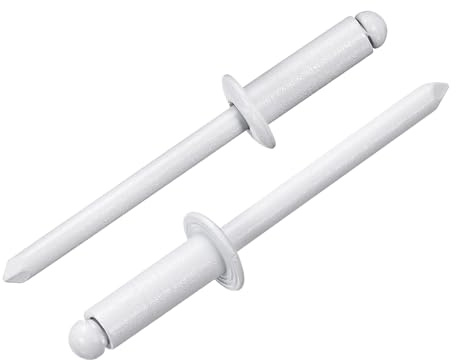 QUARKZMAN 100Pcs 3/16x1/2 Remaches Ciegos De Aluminio, Empuñadura De Aluminio Y Vástago De Acero, Remaches De Cabeza Abovedada Y División Larga Para Metal, Muebles, Automoción, Blanco