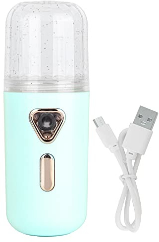 SYUULCOI Mini humidificador facial, para todo tipo de piel, tanque de agua de 30 ml, recargable por USB, señor portátil, pulverizador de niebla fina, hidratación de la piel, (Verde)