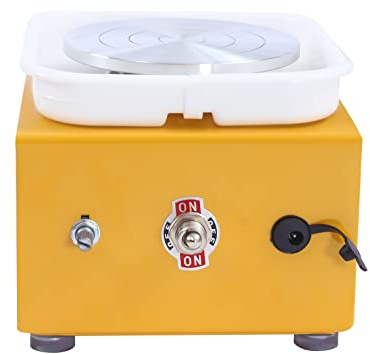 Qussse Mini Töpferscheibe, 24W Elektrisch Töpferformmaschine 10cm Töpferrad mit Abnehmbares Becken, 0-2000U/min, Keramikformscheibe für Anfänger und Hobby-Künstler