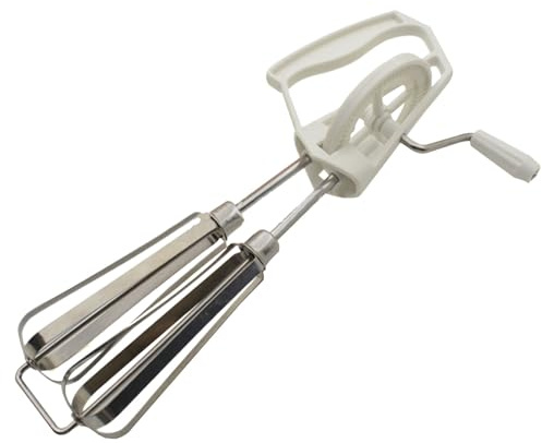 Manivela para batidores de huevos, batidora manual | Batidor de acero inoxidable con manivela y cabezales de mezcla duales - Mezclador de huevos colgante con agarre cómodo, apto para lavavajillas, par