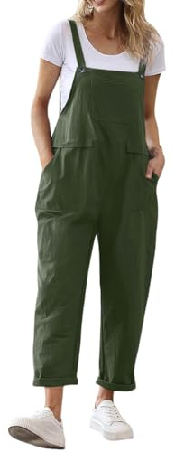 shownicer Salopette Donna Pantaloni Lunghi Con Bretella Pagliaccetti Casual Cotone e Lino Salopette Con Tasche