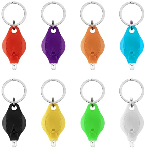Nutfoam 8PCS Mini Keyring Torch, Portable Keychain Torch with Battery Powered, Small Torches LED Super Bright for Kids and Adults, Camping, Outdoor, Hiking, Emergency Lighting