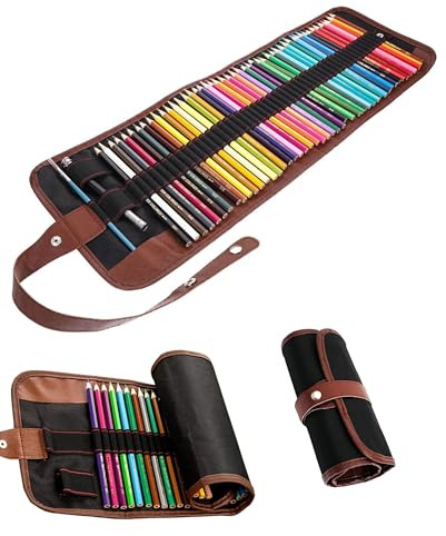 WUNZILO Estuche de Lápices enrollable de 72 Compartimentos, Bolsa de Almacenamiento para Pinceles de Acuarela, Organizador de Arte Portátil para Artistas, Estudiantes y Dibujantes