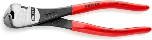 Knipex Tronchese per Meccanica con Tagliente Frontale - Tipo Forte Bonderizzata Nera, Rivestiti in Resina Sintetica 200 Mm 67 01 200