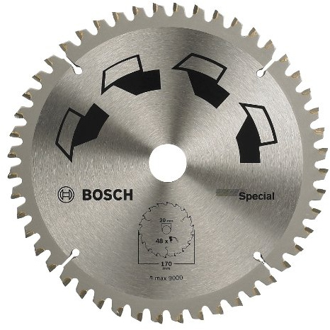 Bosch 1x Kreissägeblatt Special (Sägeblatt für Holz, Nichteisenmetalle, Kunststoffe, Ø 170 x 2.5/1.8 x 20/16 mm, 48 Zähne, FT, mit 1x Reduzierring 16 mm, Zubehör Kreissäge)