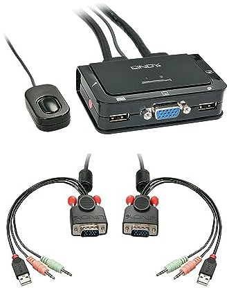 LINDY 42342 2 Port VGA, USB 2.0 & Audio Cable KVM Switch