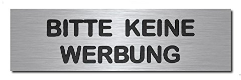 Briefkasten-Schild selbstklebend mit Gravur BITTE KEINE WERBUNG MOCAVI Stick 902 A, Edelstahl graviert zweizeilig, modernes Design, passend für MOCAVI Boxen