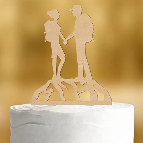 Cake Topper Bergleidenschaft [Brautpaar am Gipfel] - deko Holz Hochzeitsdeko Hochzeit Berg Gipfel Natur Wandern Hochzeitstorte Kuchen Dekoration Brautpaar am Gipfel