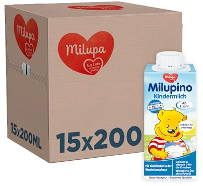 Milupa Milupino Kindermilch – Ab 1 Jahr – Trinkfertige Kindermilch für Kleinkinder in der Wachstumsphase – 15 x 200 ml