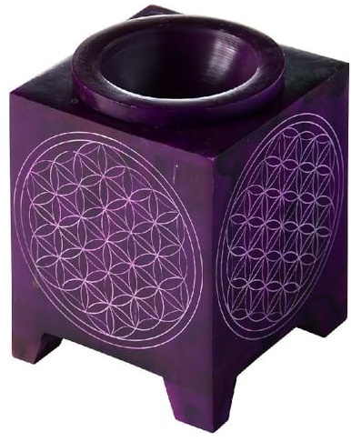 Aromalampe Blume des Lebens Speckstein lila