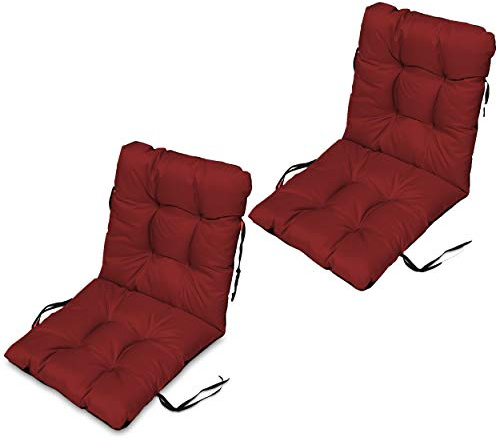 SuperKissen24. Stuhlkissen Sitzkissen und Rückenkissen für stühle - 2er Set 48x96 cm - Outdoor und Indoor - Bordeaux