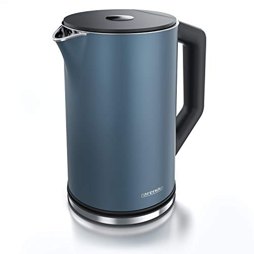 Arendo – Hervidor de Agua Eléctrico de 1,5 litros - Acero Inoxidable - con ajuste de Temperatura de 40°C a 100°C en incrementos de 5 ° - Modelo Elegant - Diseño de doble pared - Libre de BPA