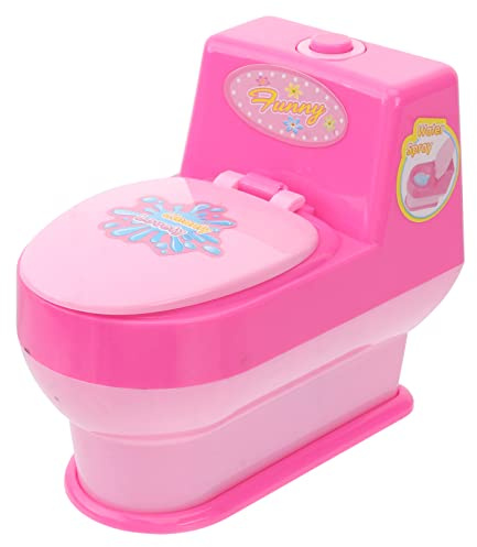 STOBOK 1Pc Toilet Toy, Miniature Commode Model Toy Pink Plastic Mini Toilet Electric Commode Pretend Play Portable Mini Simulation Bathroom Decoration, Battery Not Included, 11.5x7.2x10cm