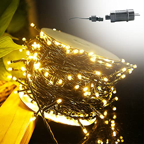 Aufun Luces al aire libre, alimentadas por una fuente de alimentación con enchufe, luces LED de 80 m, IP44 impermeable con 8 modos para jardín, boda, Navidad, fiesta (80 m 800 LED blanco caliente)