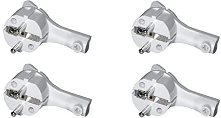 4 Stück SAT-FOX Schutzkontakt-Winkelstecker, extraflach aus Kunststoff (8mm Höhe), mit Klappgriff und Knickschutz, 250V (16A), für Kabel bis 3x1,5 mm², IP20, weiss