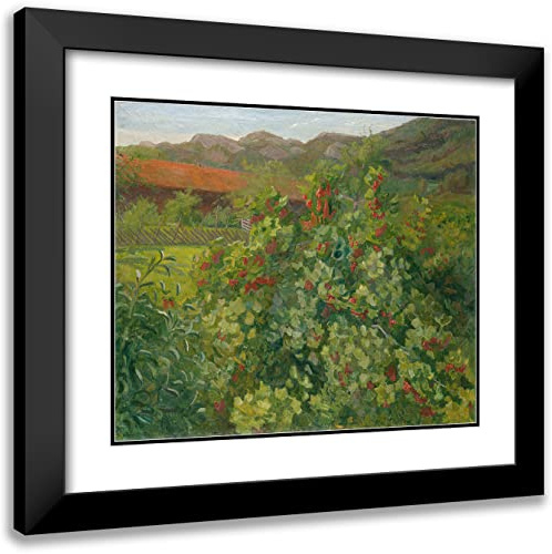 ArtDirect Thorvald Erichsen 17x15 Black Modern Frame and Double Matted Museum Art Print Titled - The Currant Bush (1905)