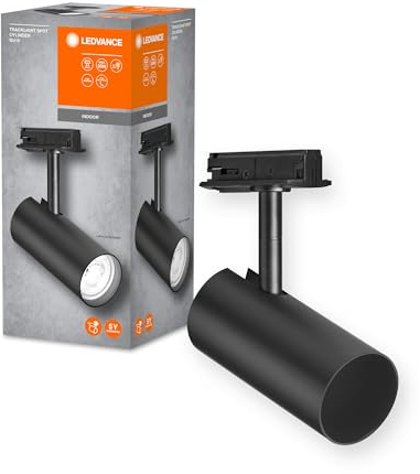 LEDVANCE TRACKLIGHT Spot Cylinder faretto a binario, nero, con attacco GU10, compatibile con lampada normale o smart, design stile loft, protezione IP20