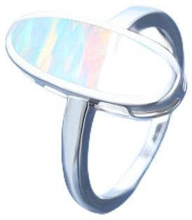 BIOLIVING Boho Weibliche Blau Weiß Opal Stein Ring Mode Silber Farbe Oval Ehering Versprechen Verlobungsringe Für Frauen