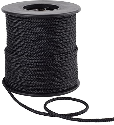 PH PandaHall 3mm Black Nylon Cord, Braided Lift Shade Blind String Shade Cord Wind Chime Cord Replacement for Windows, Shades, and Rollers for Chinese Knotting, 50m