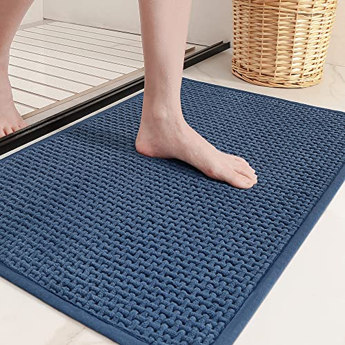 Color G Badteppich rutschfest Waschbar 50 x 80 cm, Weich Chenille Badezimmerteppich Super Saugfähig Badematte rutschfest Maschinenwaschbar Badvorleger für Dusche, Badezimmer, Badewanne - Blau