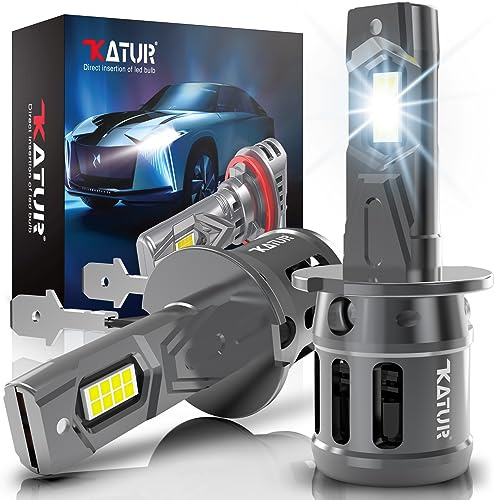KATUR H3 LED Strålkastare, Canbus 80W 16000LM 6000K Vit Plug & Play 400% Ljusstyrka 1:1 Mini (2-pack)