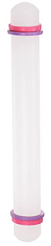 sourcing map Fondant Rolling Pin 9 Inch x 0.98 Inch Adjustable Guide Rings Non-Stick PP Plastic Fondant Roller Dough Roller Kitchen Decorating Tools for Cookie Pastry Pizza Clay