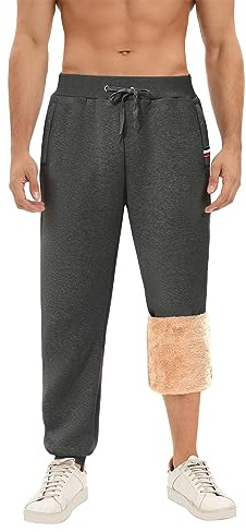 PASUDA Pantalones Chandal Hombre Invierno Forro Polar Pantalón Jogger Hombre Casual Sherpa Cálido Pantalones Jogging Cintura Elástica con Bolsillos y cordón Ajustable