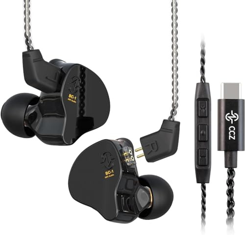 Yinyoo CCZ Melody USB C Auricolari Cablati,HiFi 1DD + 1BA Cuffie In-Ear USB Tipo C con 4N OFC Cavo Rimovibile,In Ear Monitor Compatibile con Huawei P50/P40/P30(con Microfono)
