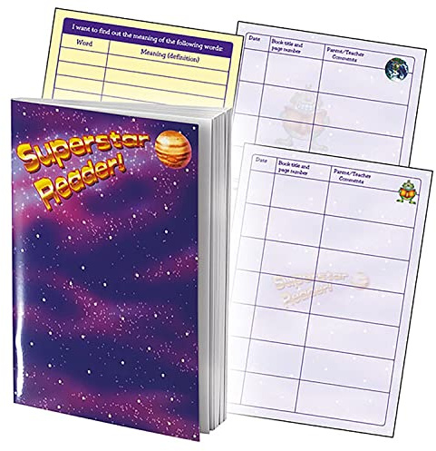 2 Space Themed Superstar Reader 40 Page Reading Record Book A5 Primary Teaching Services (Purple)