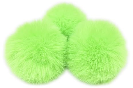 30 STK 7cm Pompons Kunstfell Kaninchenfell Fellbommel,Kunstpelz Pom Pom Ball Plüschbälle Bommeln für DIY Handwerk Mützen Anhänger Dekoration Damen Mädchen Taschenanhänger Schlüsselanhänger,Grün