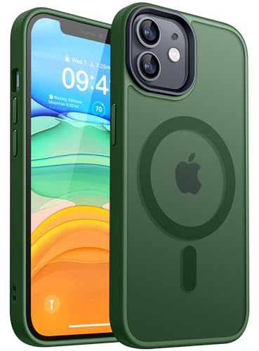 CANSHN Magnetisches Hülle Kompatibel mit iPhone 11 [Quadratischen Kanten] Kompatibel mit MagSafe Kabellosem Laden (Dunkelgrün)