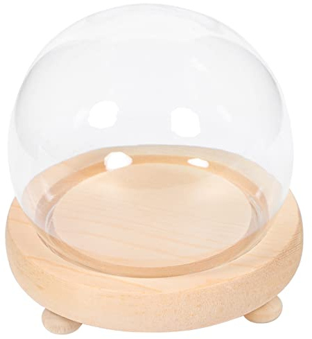 Cabilock 1satz Ewige Blume Glasglocke Mit Holzfuß Transparente Schutzhülle Für Trockenblumen Deko-element Für Wohnzimmer Und Schlafzimmer Zur Einweihung Oder Besonderen Anlässen