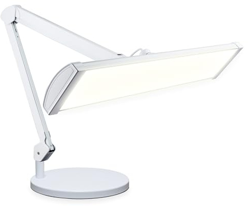 Neatfi Ultra LEDLámpara de Escritorio, regulable, 45W, lámpara de tarea que cuida los ojos para lectura, manualidades (Blanco, con base)