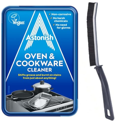 Astonish Oven & Cookware Cleaner Cleaning Paste with Crevice Gap Brush. Hard Bristle Cleaning Brush for narrow corners of kitchen surfaces, oven, grill and hob