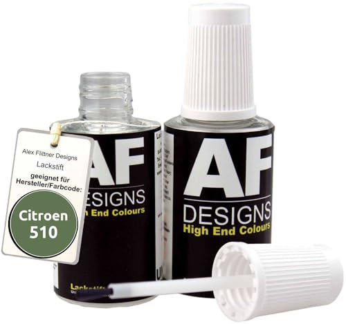 Alex Flittner Designs Lackstift Set kompatibel mit Citroen 510 Vert Olive schnelltrocknend 2x20ml Autolack