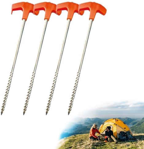 Akayoo 4 Stück Drehbare Zeltheringe Mit Gewinde,Zeltheringe Zum Schrauben, Camping Zeltheringe, Universal Zeltheringe Mit Gewinde Und Seil-Halterung, Zeltheringe Für Camping Und Outdoor