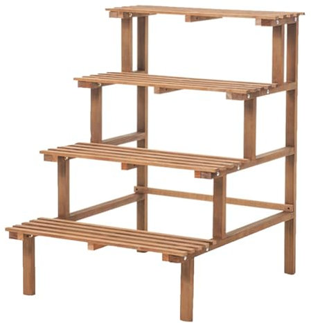 Escalera para Flores Trapezoidal Interior, Estante de Esquina para Múltiples Macetas, Soporte Alto de 4 Niveles, Soportes para Plantas Madera, Estantería Exhibición para Jardín, Patio