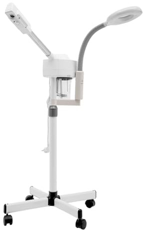 2 IN 1 Gesichtsdampfer mit Lupenleuchte 360° Drehung Bedampfer Vapozon Spa Gesichtssauna Dampfgerät für Salon und Zuhause