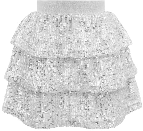 Bezioner Pailletten Rock Glitzer Rock Mädchen Glänzende Rüschenrock A-Linie Prinzessin Rock Karneval Party Rave Outfit