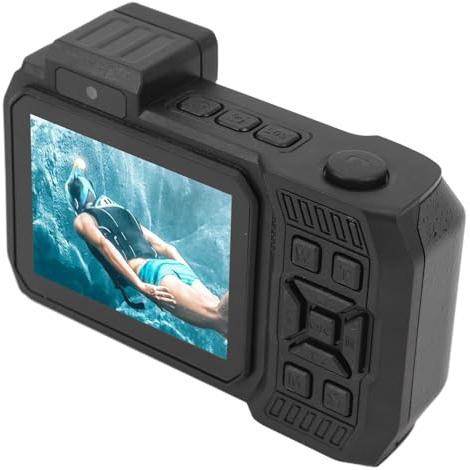 Unterwasserkamera, Dual Screen Kamera Wasserdicht, 65 MP Kamera Autofokus, 18 Fach Digitalzoom Kamera 2,88 Zoll 1,44 Zoll. SOS-Taschenlampe mit Einer Taste (Black)