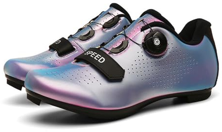 Treer 2024 Fahrradschuhe Herren Rennradschuhe Damen SPD Schuhe Rennrad Schuhe Mountain Road Bikes Schuh Kompatibel 36EU-47EU Outdoor Radschuhe Fahrrad Indoor Spin, 41EU Regenbogen